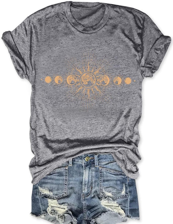Women Mystical Moon and Sun Shirt Vintage Celestial Moon Top