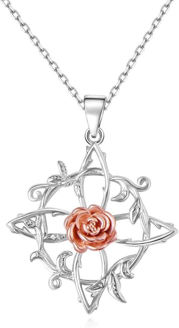 Witches Knot Necklace Nudo De Bruja Pendant Original Tetragrammaton Amuleto de Proteccion 925 Sterling Silver Wicca Moon Irish Celtic Jewelry for Women