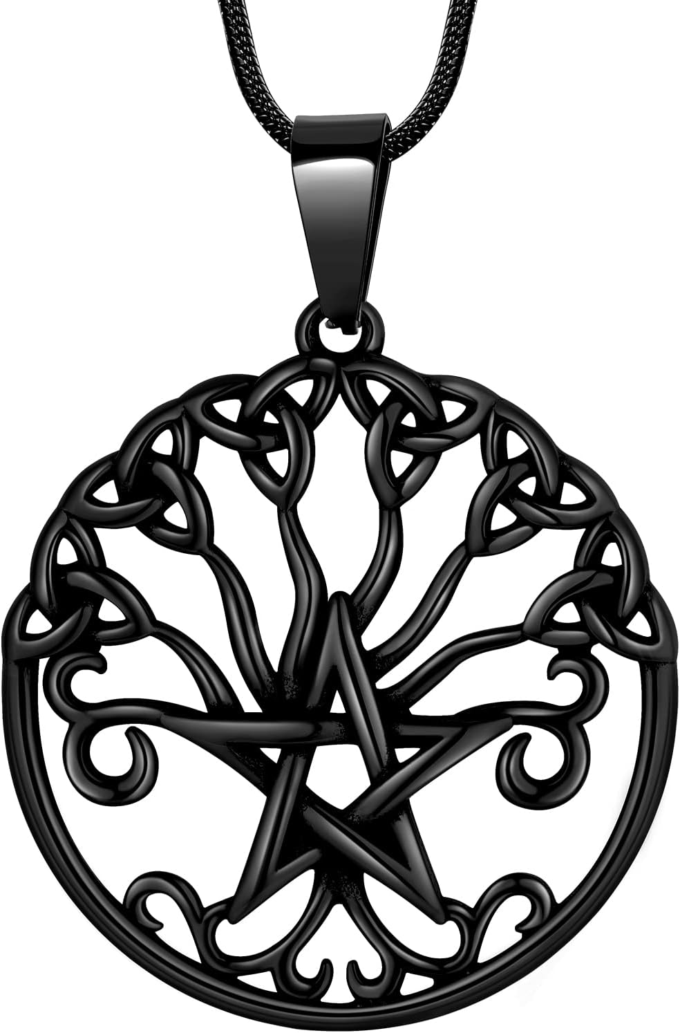 Hipunk Pentagram Pentacle Wiccan Necklace -Star Satanic Pendant 316L Stainless Steel Traditional Seal of Solomon Tetragrammaton Eliphas Levi's Pentagra Wicca Punk Retro Jewelry