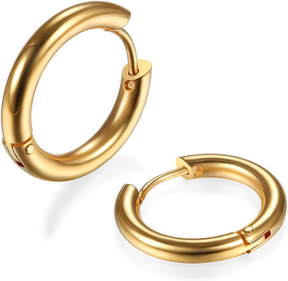 316L Surgical Stainless Steel Huggie Hoop Earrings 6mm 8mm 10mm 11mm 12mm 14mm Hypoallergenic Earrings Hoop Cartilage Helix Lobes Hinged Sleeper