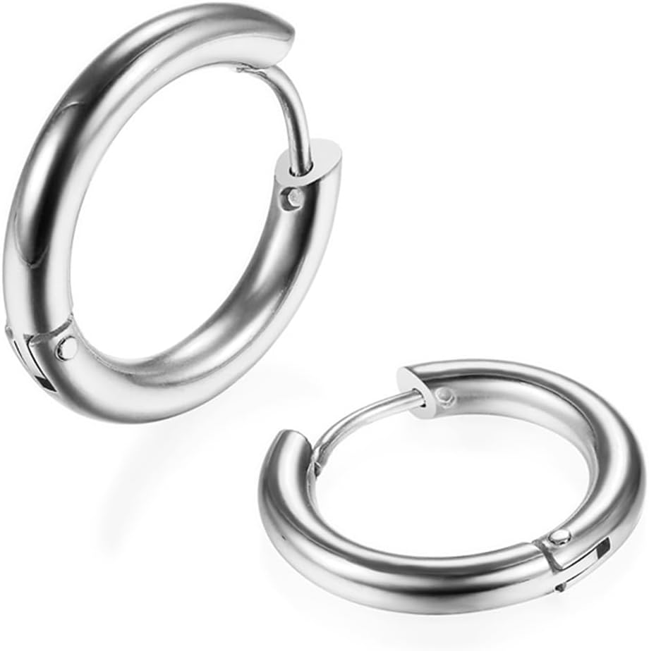 316L Surgical Stainless Steel Huggie Hoop Earrings 6mm 8mm 10mm 11mm 12mm 14mm Hypoallergenic Earrings Hoop Cartilage Helix Lobes Hinged Sleeper