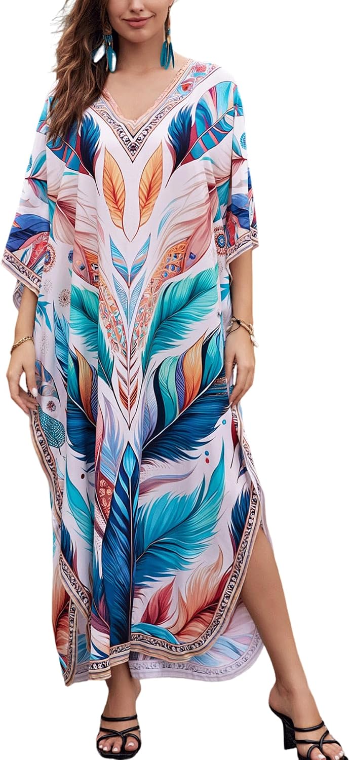 Women's Plus Size Beach Lounge Kaftan Maxi Dress swimsuit coverup for women