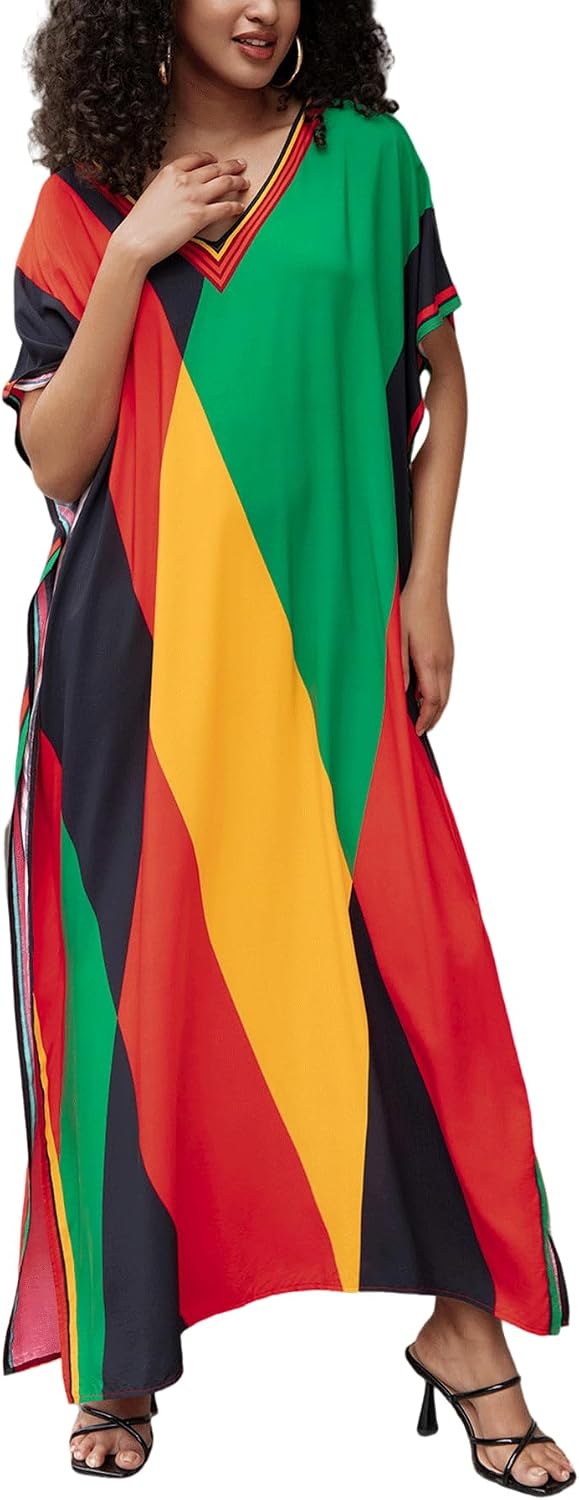 Women's Plus Size Beach Lounge Kaftan Maxi Dress swimsuit coverup for women