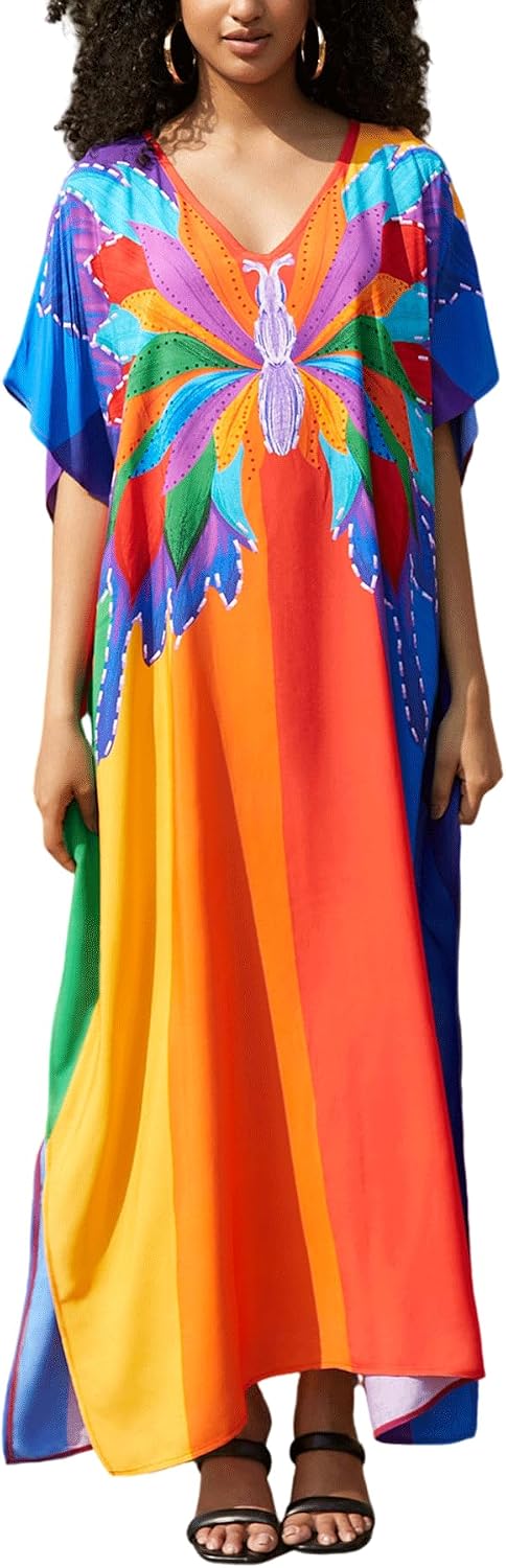 Women's Plus Size Beach Lounge Kaftan Maxi Dress swimsuit coverup for women