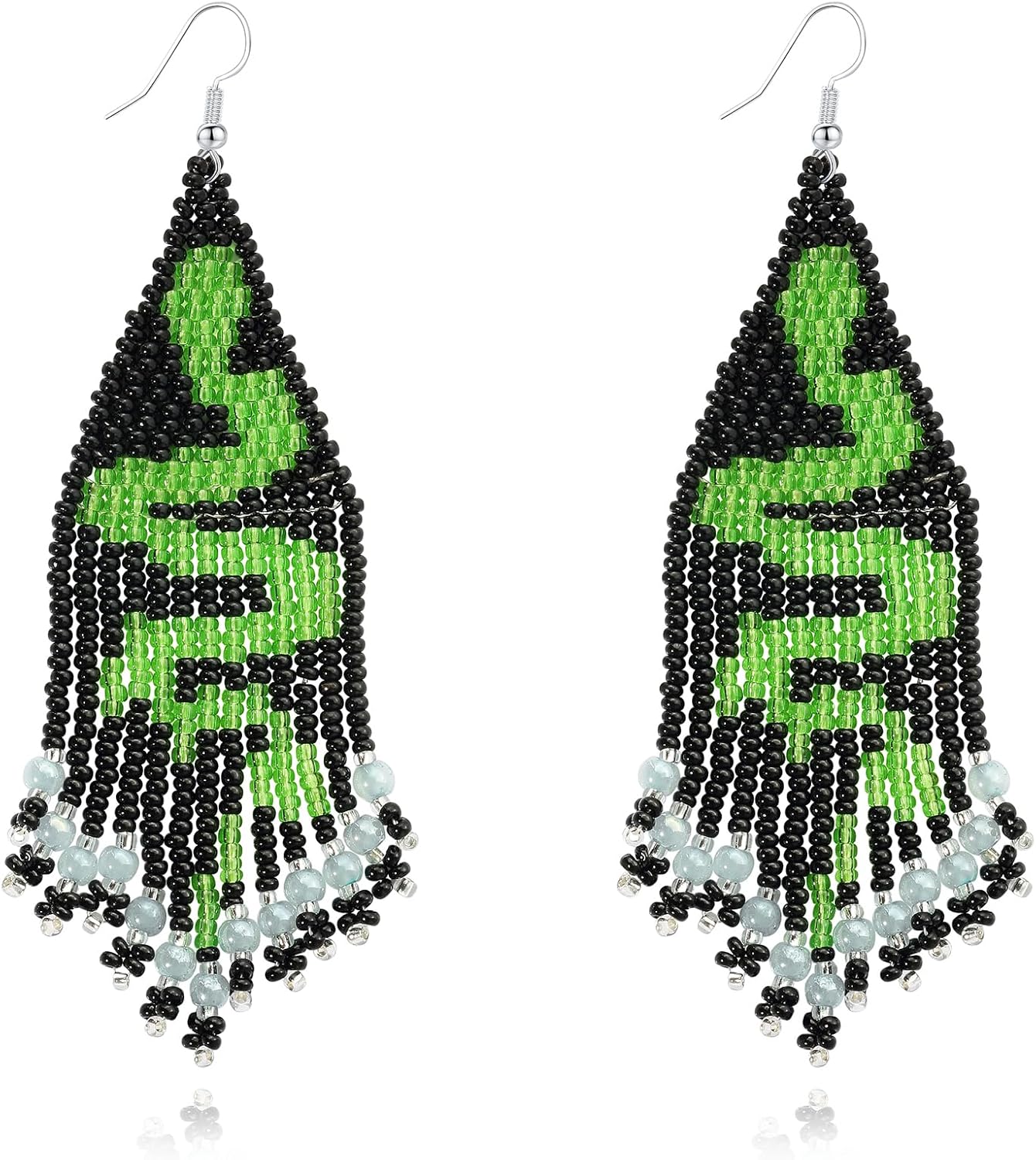 Long Beaded Tassel Boho Statement Earrings