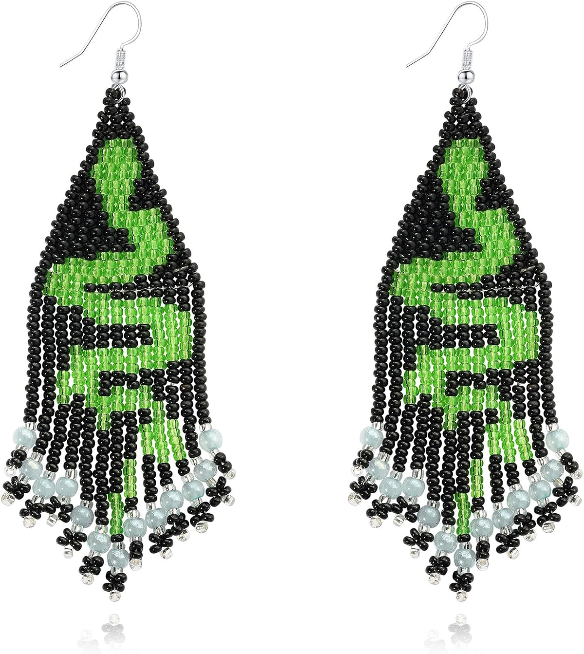 Long Beaded Tassel Boho Statement Earrings