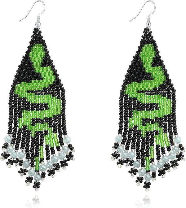 Long Beaded Tassel Boho Statement Earrings