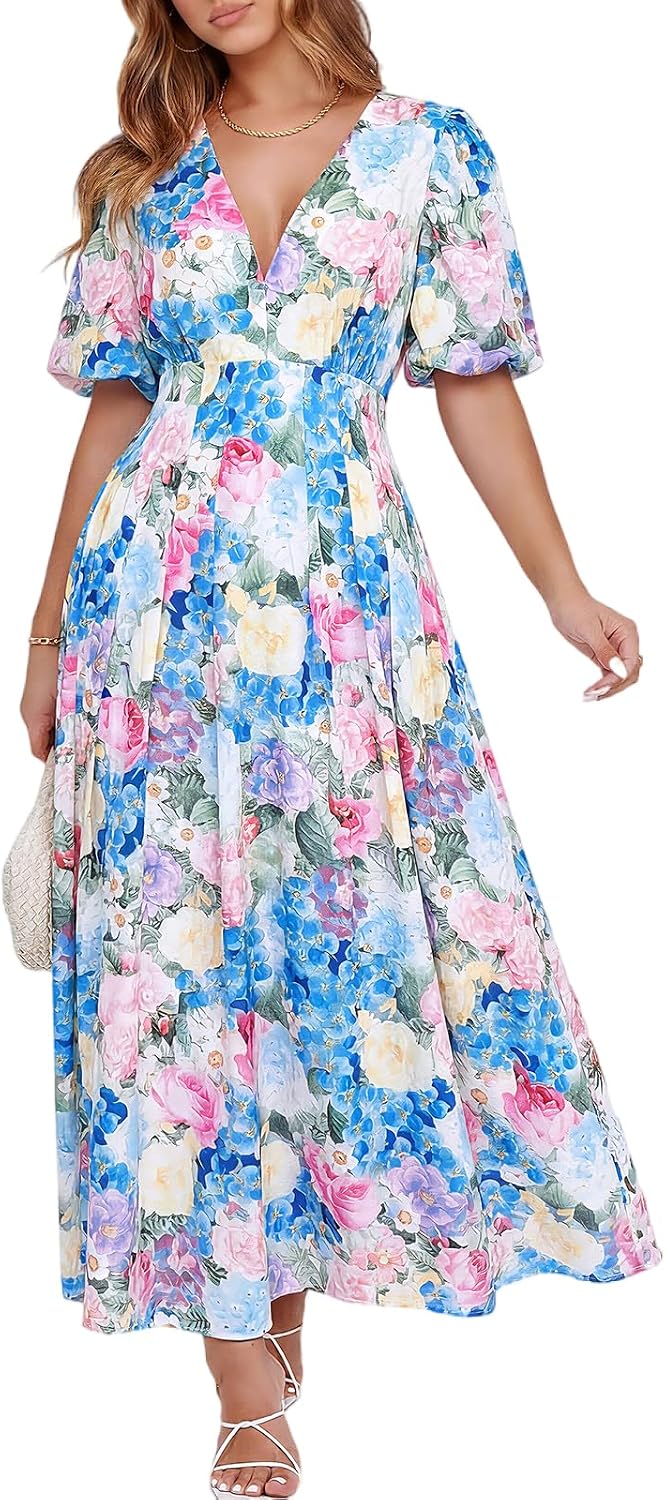 Women's Summer Floral Maxi Dress Spring Wedding Guest Dress 2026