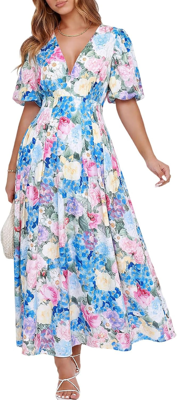 Women's Summer Floral Maxi Dress Spring Wedding Guest Dress 2026