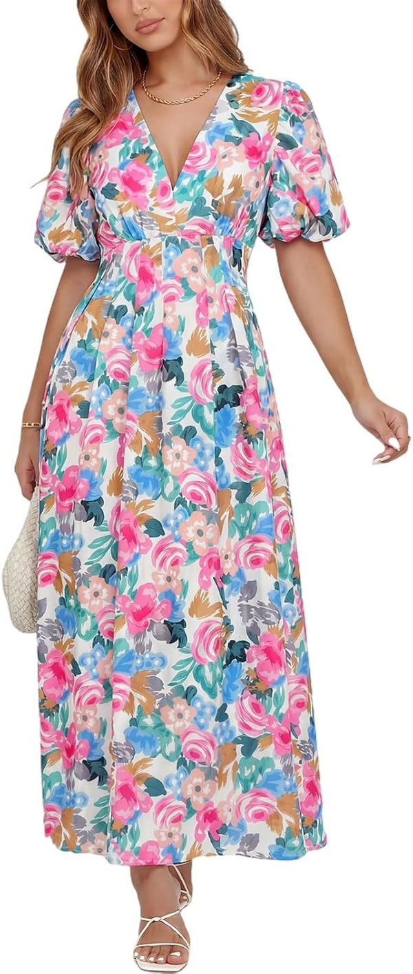 Women's Summer Floral Maxi Dress Spring Wedding Guest Dress 2026