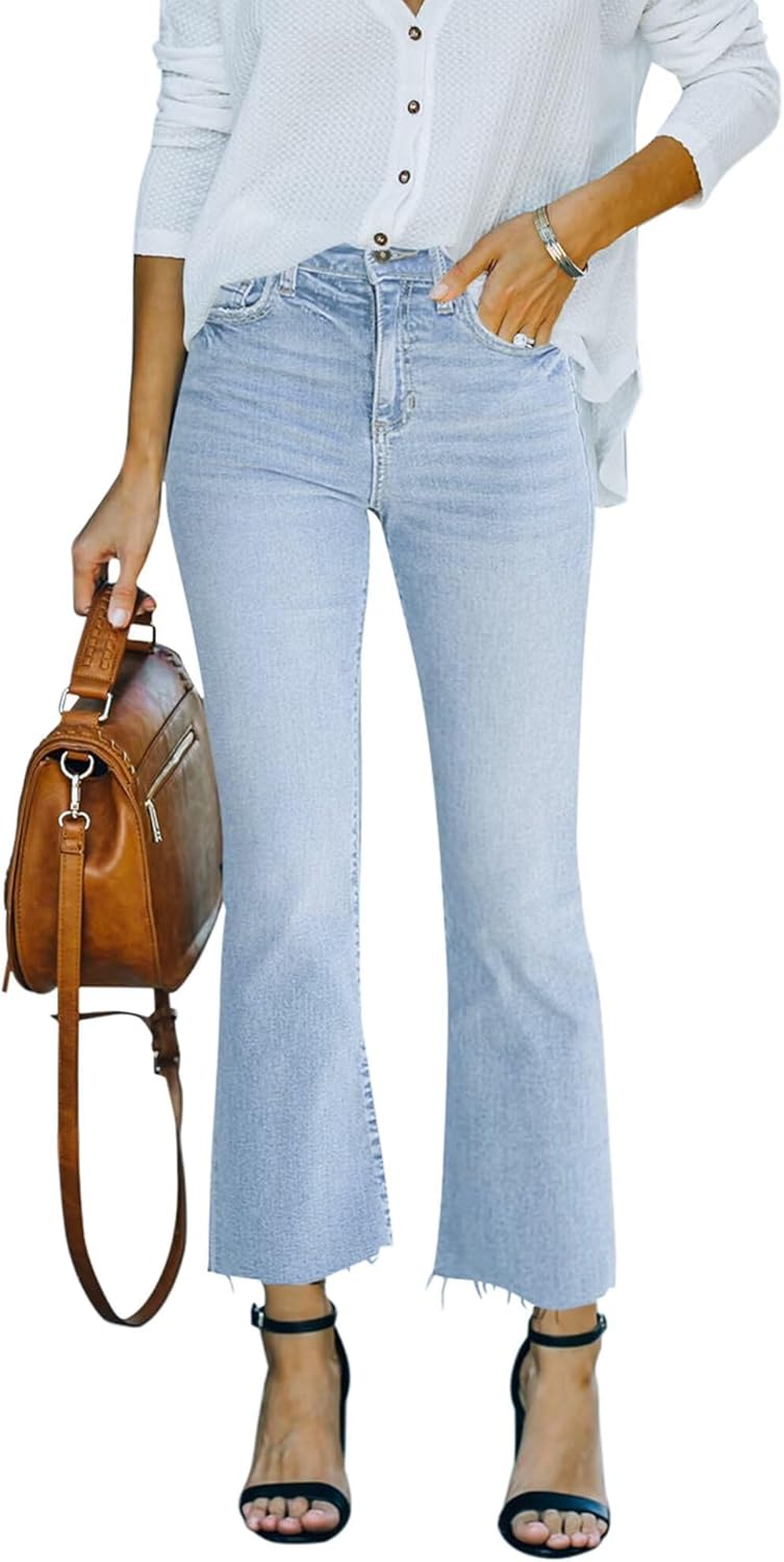 Flare Jeans For Womens Crop Flare Jeans With Raw Hem