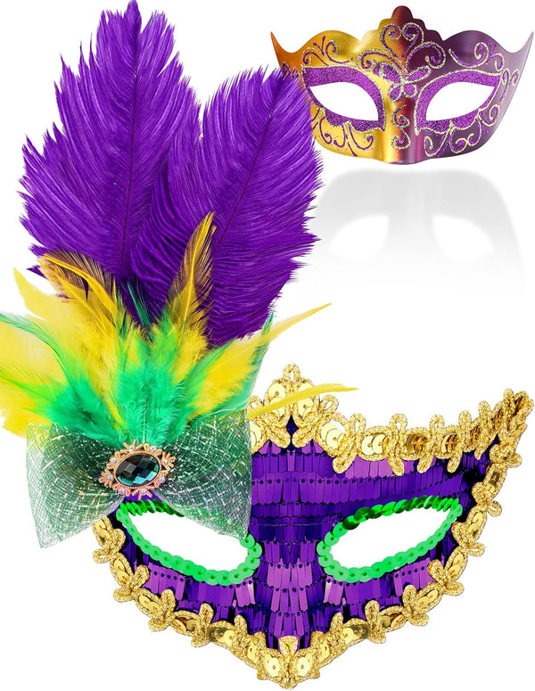 SIQUK Couple Masquerade Masks Set Venetian Party Mask Costume Mask