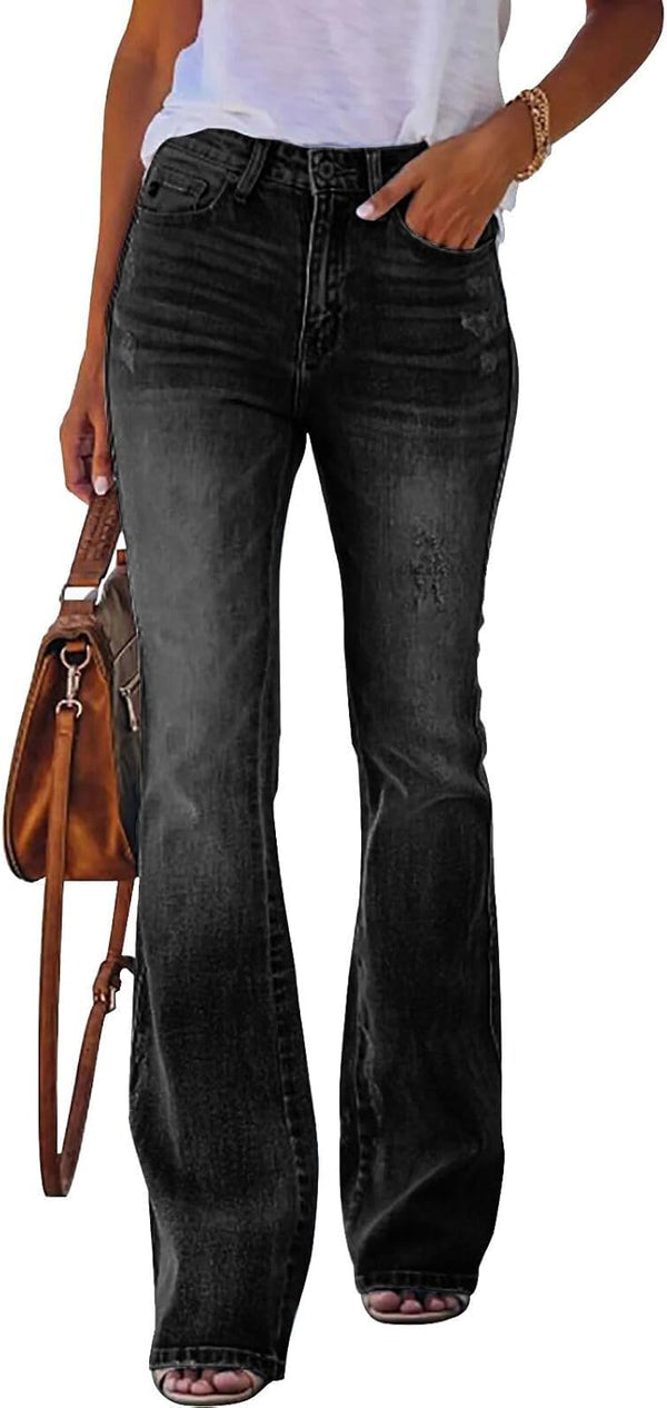 Women's Flare Bell Bottom Jeans High Waisted Wide Leg Bootcut
