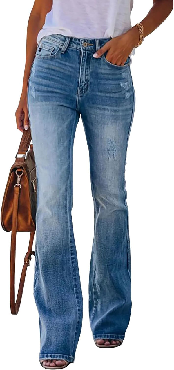 Women's Flare Bell Bottom Jeans High Waisted Wide Leg Bootcut