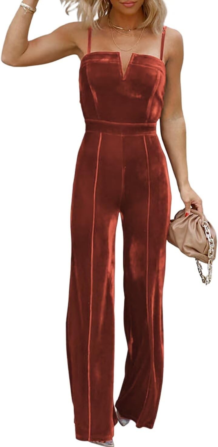BLENCOT Women Sleeveless V Neck Jumpsuits Dressy Date Night Rompers