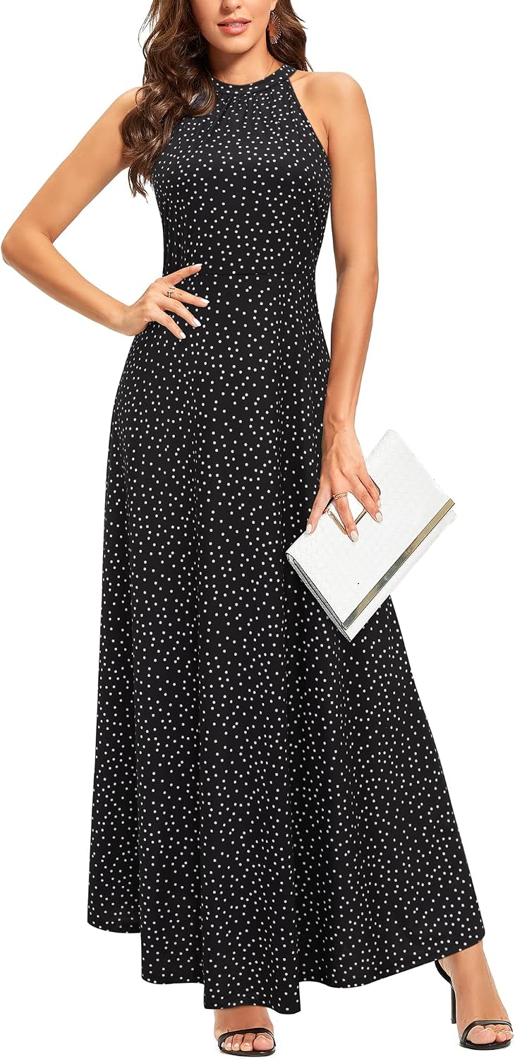 STYLEWORD Women's Summer Floral Halter Maxi Dress Vacation Semi Formal 2026