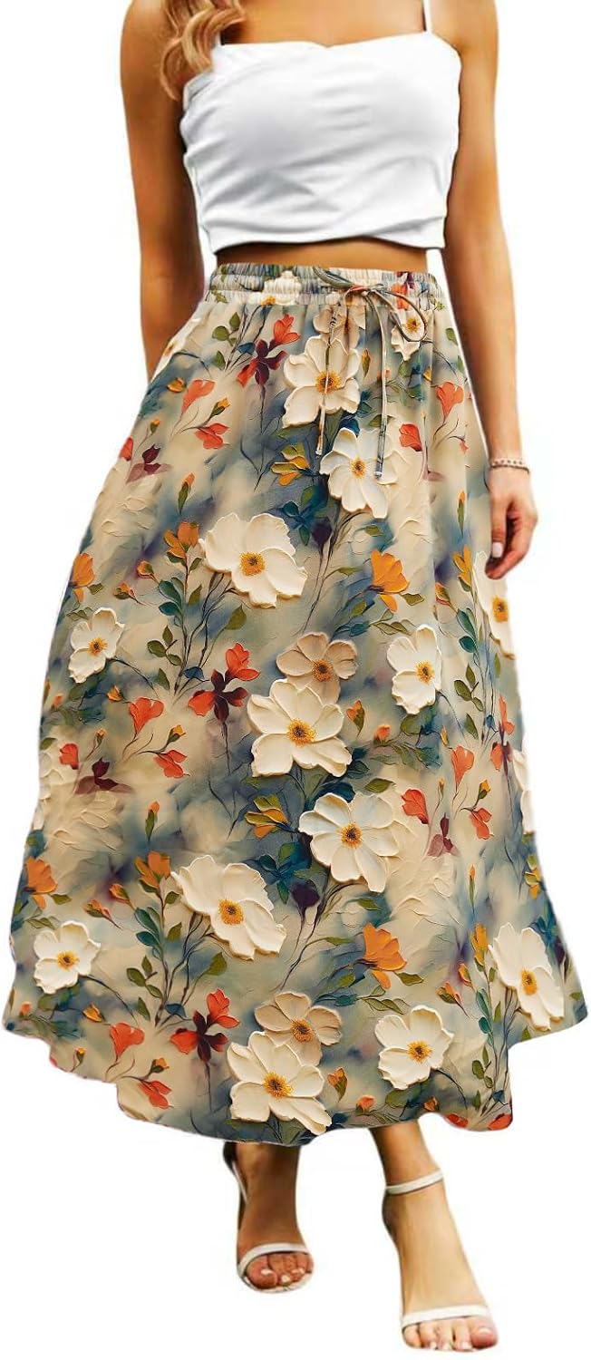 Maxi Skirts for Women with Pockets Long Midi Length