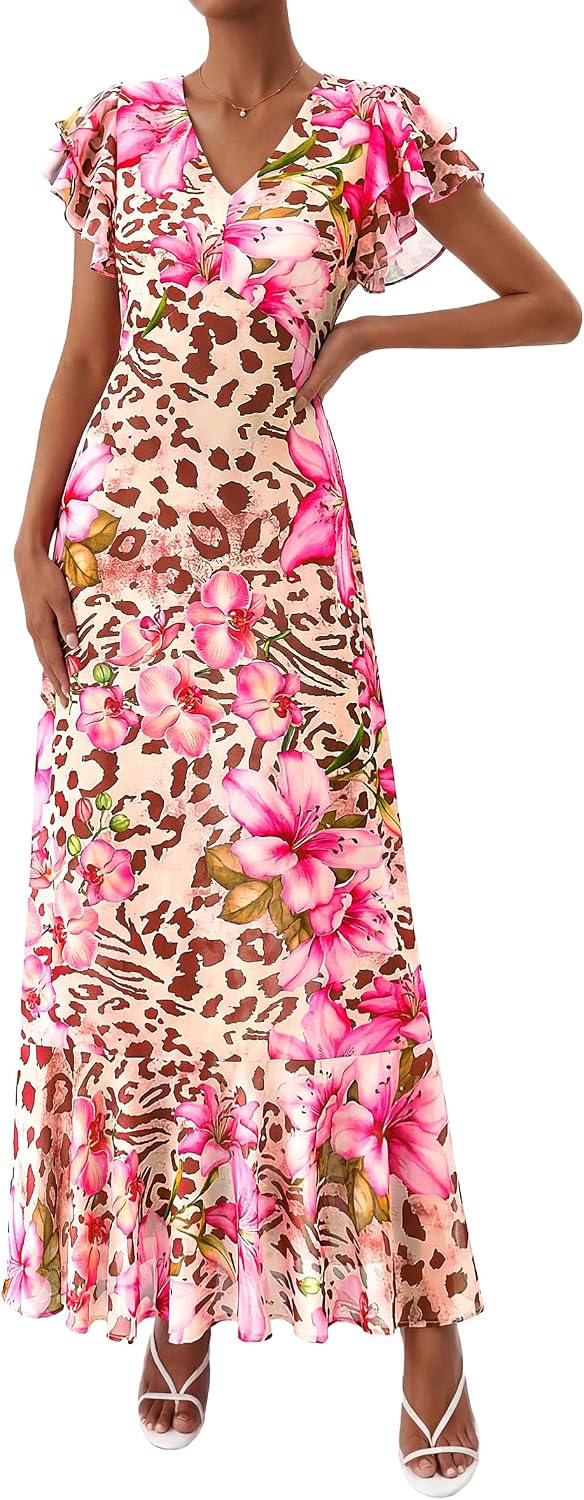 PRETTYGARDEN Womens Summer Boho Floral Maxi Dress