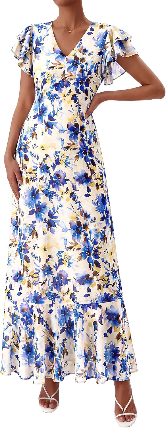 PRETTYGARDEN Womens Summer Boho Floral Maxi Dress