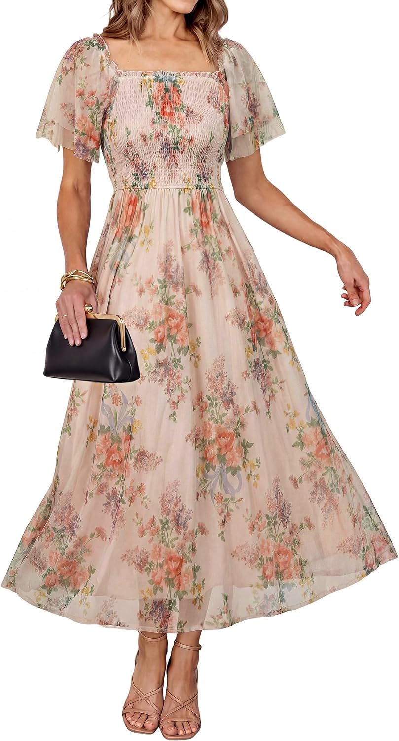 Simplee Womens Floral Maxi Dresses 2026 Summer Boho Wedding Guest Dress