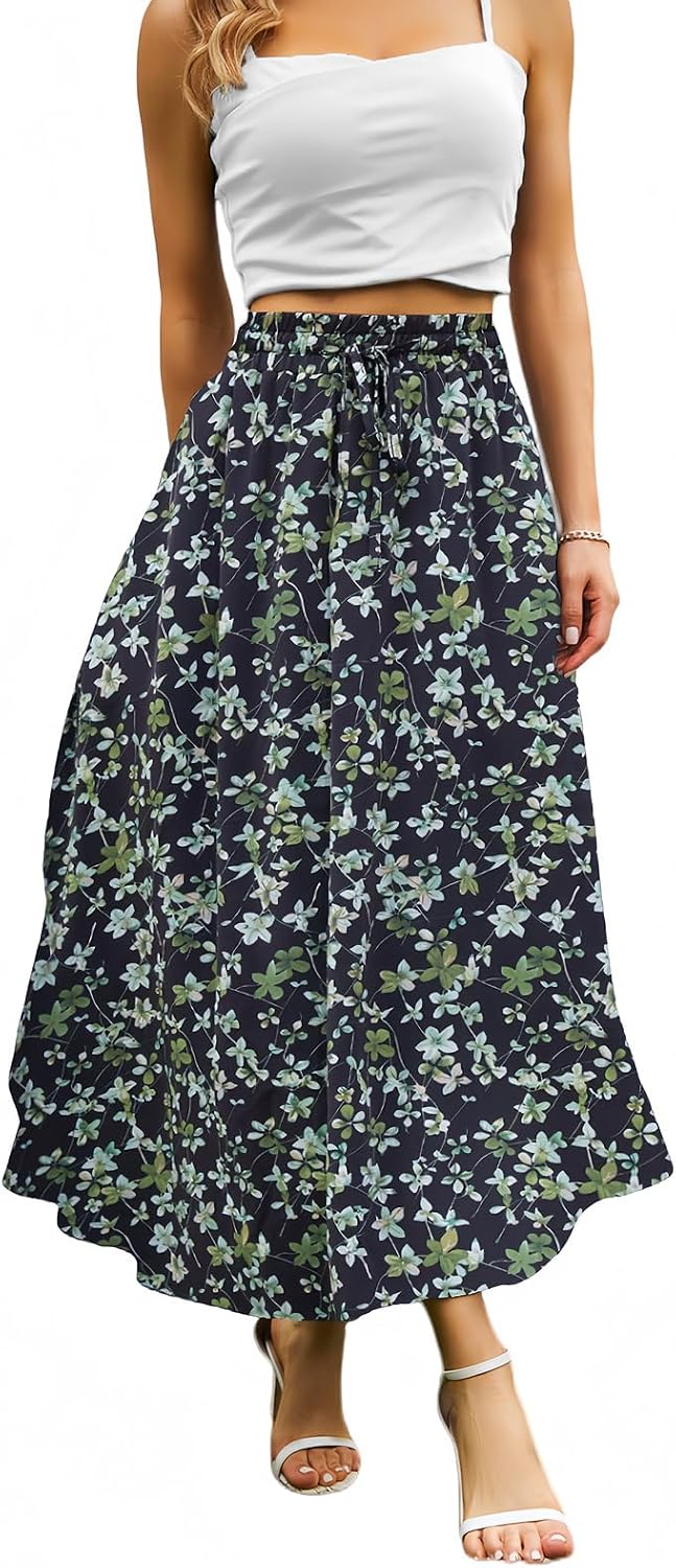 Maxi Skirts for Women with Pockets Long Midi Length