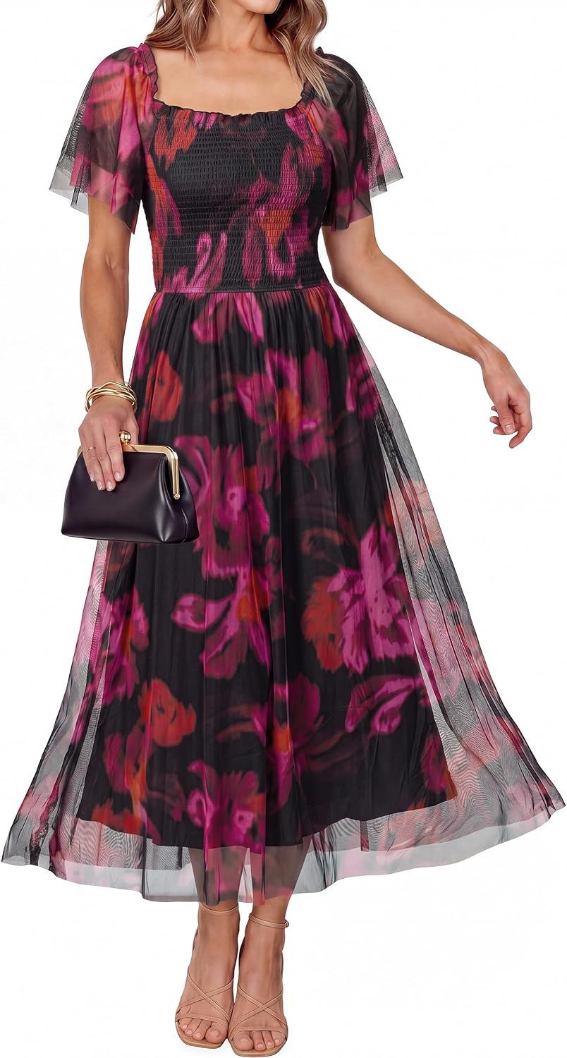 Simplee Womens Floral Maxi Dresses 2026 Summer Boho Wedding Guest Dress
