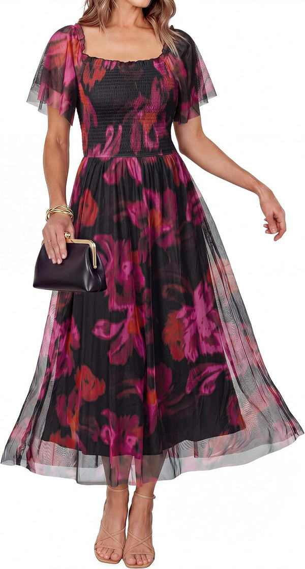 Simplee Womens Floral Maxi Dresses 2026 Summer Boho Wedding Guest Dress