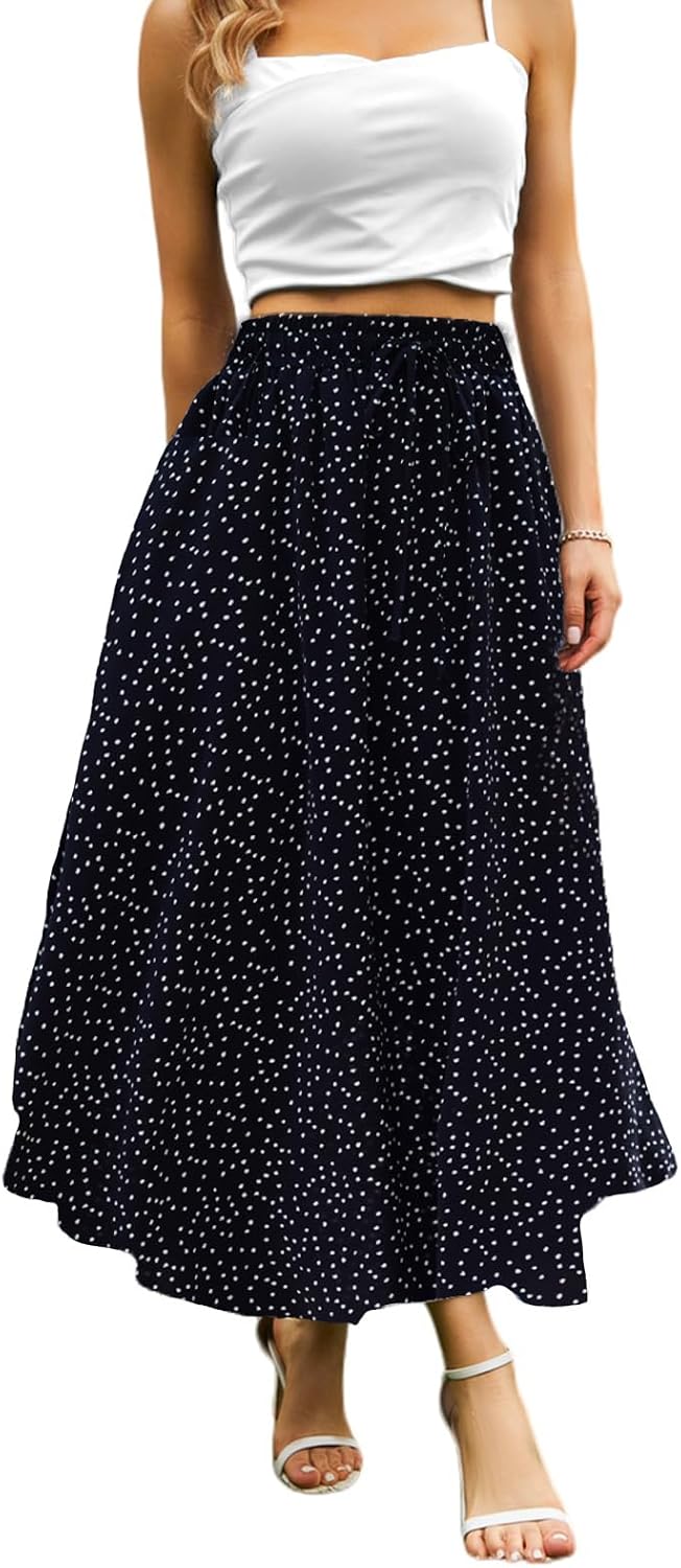 Maxi Skirts for Women with Pockets Long Midi Length