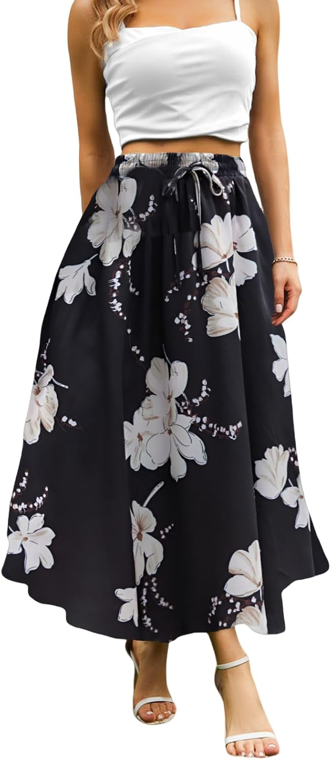Maxi Skirts for Women with Pockets Long Midi Length