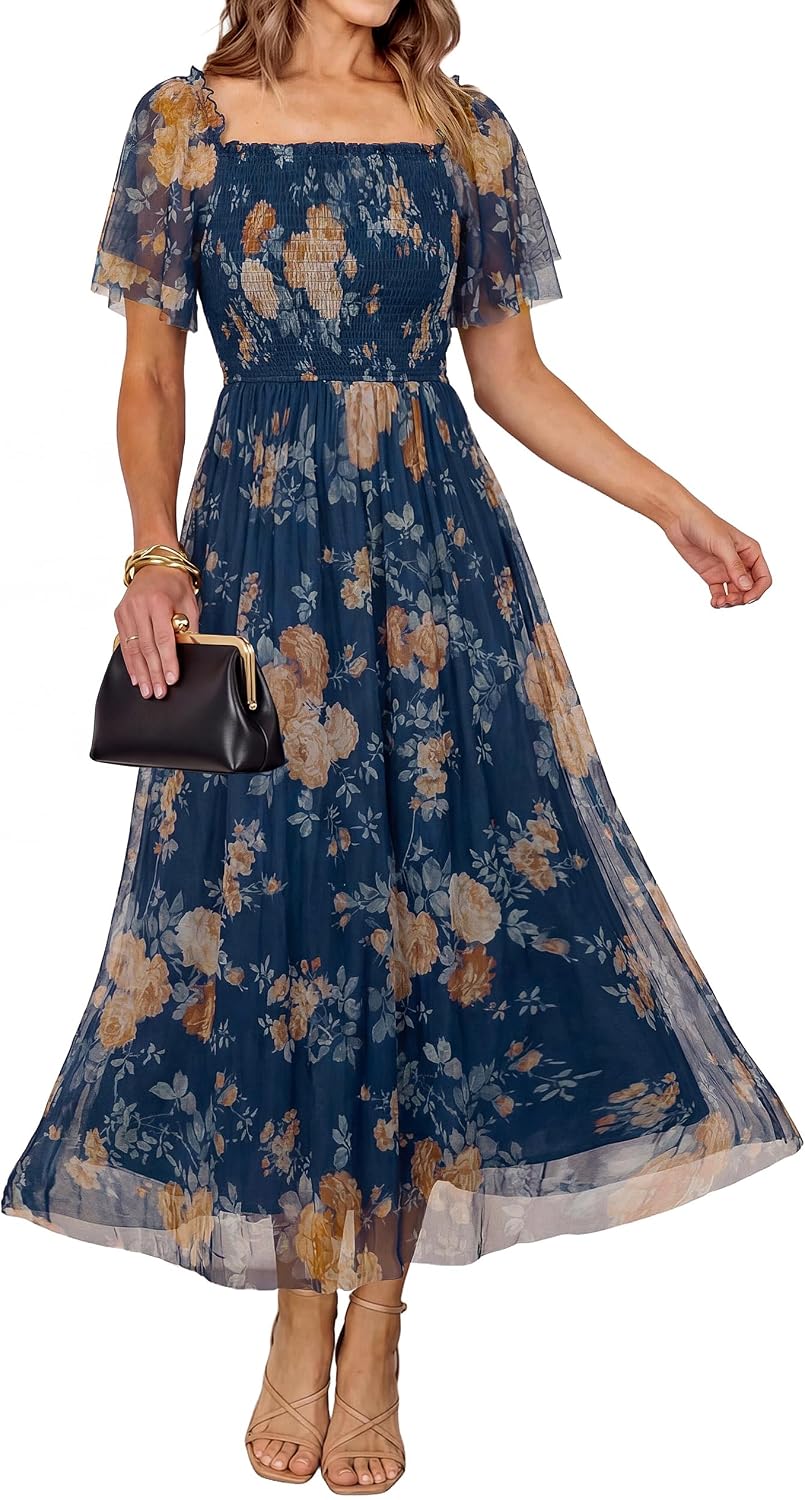 Simplee Womens Floral Maxi Dresses 2026 Summer Boho Wedding Guest Dress