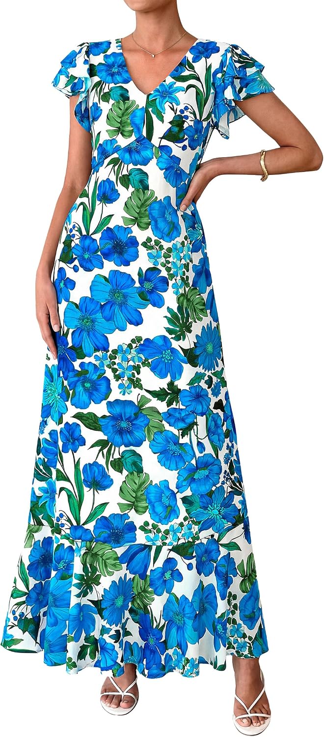 PRETTYGARDEN Womens Summer Boho Floral Maxi Dress