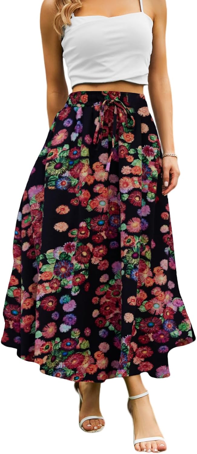 Maxi Skirts for Women with Pockets Long Midi Length