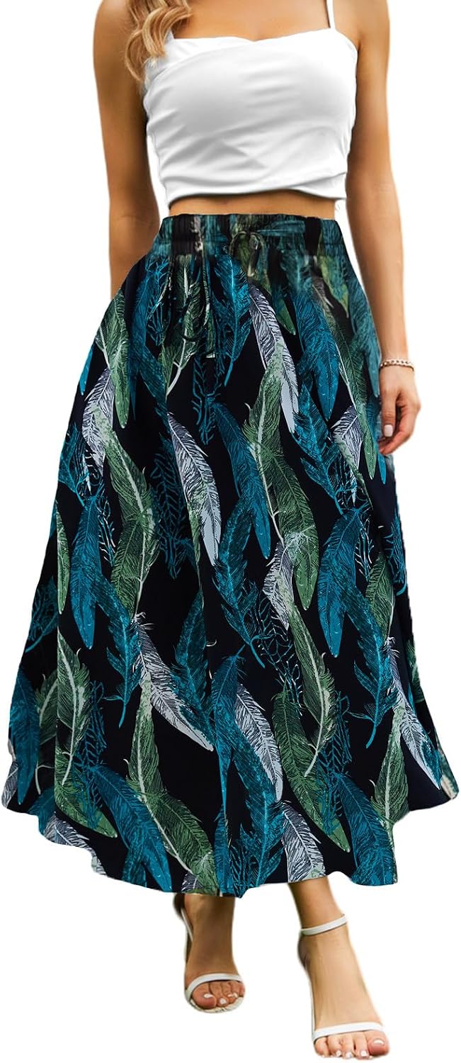 Maxi Skirts for Women with Pockets Long Midi Length