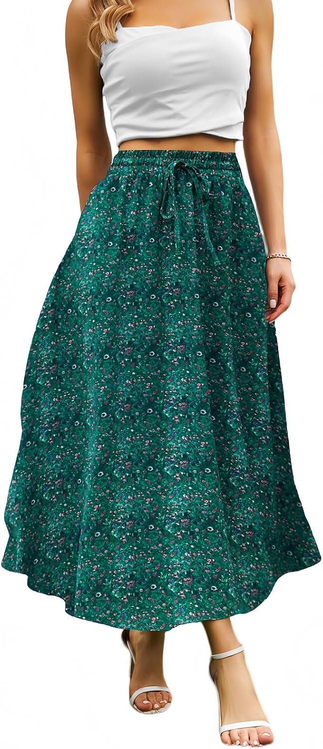 Maxi Skirts for Women with Pockets Long Midi Length
