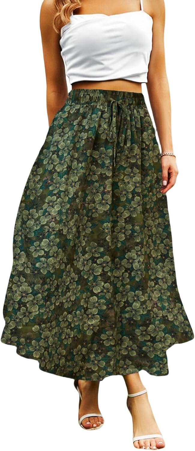 Maxi Skirts for Women with Pockets Long Midi Length