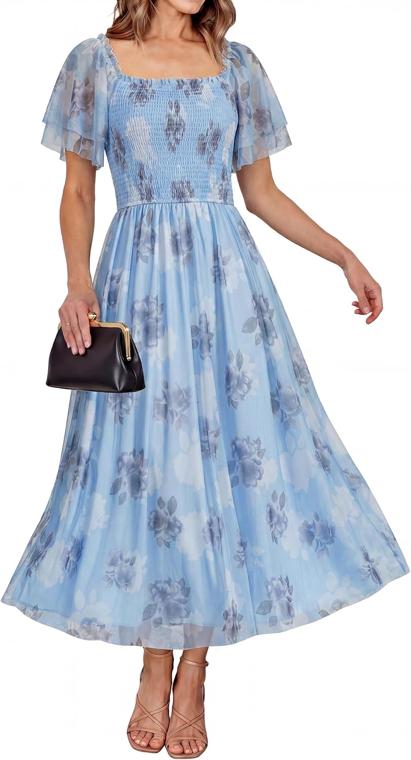 Simplee Womens Floral Maxi Dresses 2026 Summer Boho Wedding Guest Dress