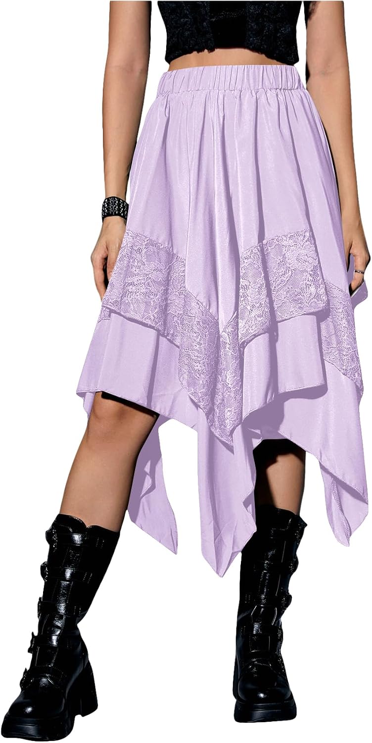Verdusa Women's Renaissance Flowy Lace Asymmetrical Skirt Whimsical Clothes Secondary image