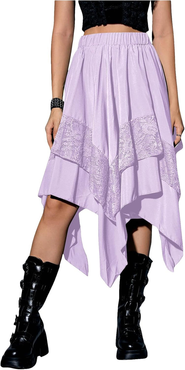 Verdusa Women's Renaissance Flowy Lace Asymmetrical Skirt Whimsical Clothes
