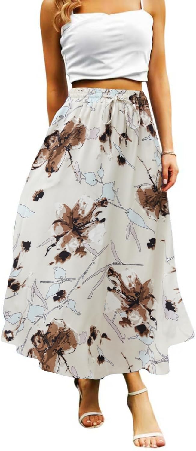 Maxi Skirts for Women with Pockets Long Midi Length