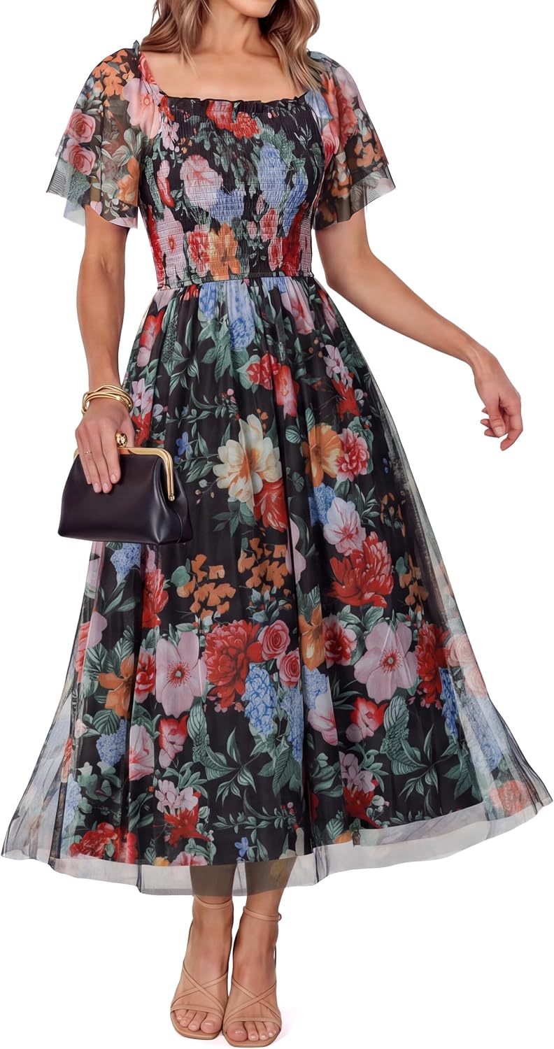 Simplee Womens Floral Maxi Dresses 2026 Summer Boho Wedding Guest Dress