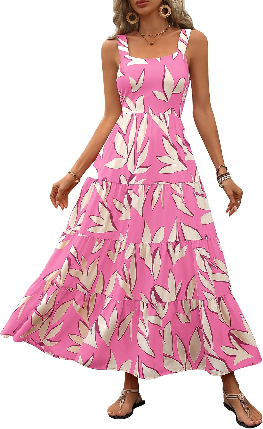 PRETTYGARDEN Womens 2026 Summer Dresses Fashion Clothing Floral Maxi Dress Ruffle Long Flowy Boho Beach Vacation Sundresses