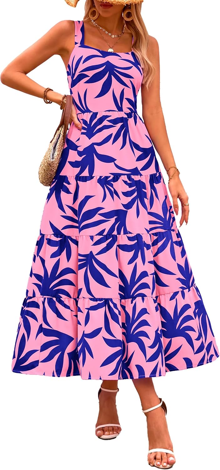 PRETTYGARDEN Womens 2026 Summer Dresses Fashion Clothing Floral Maxi Dress Ruffle Long Flowy Boho Beach Vacation Sundresses