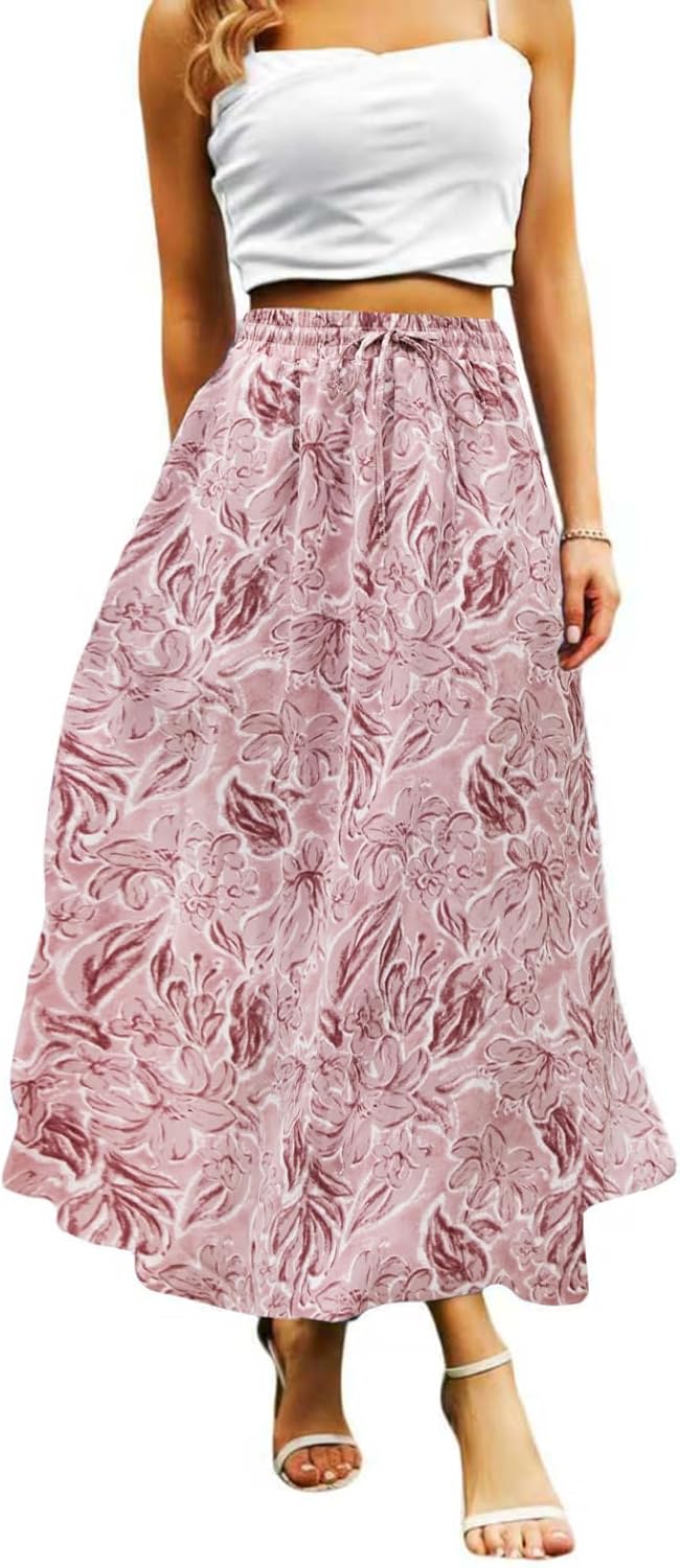 Maxi Skirts for Women with Pockets Long Midi Length