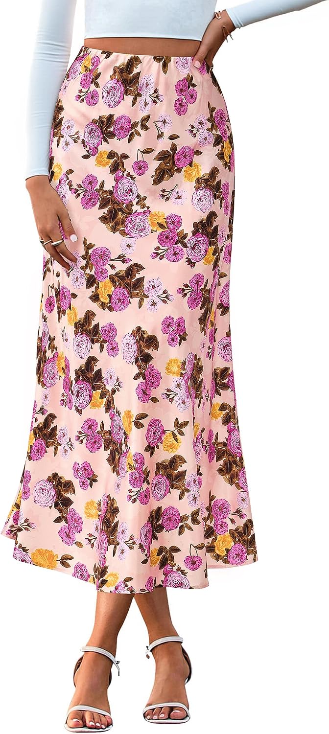 BTFBM Satin Skirts for Women Trendy 2026 Summer Fall
