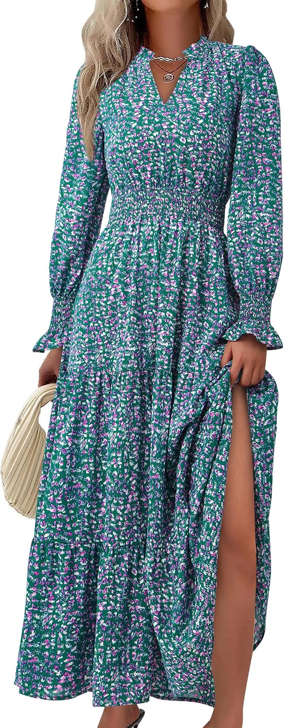 PRETTYGARDEN Women's Floral Maxi Dress Fall A Line Wedding Guest Dresses Secondary image