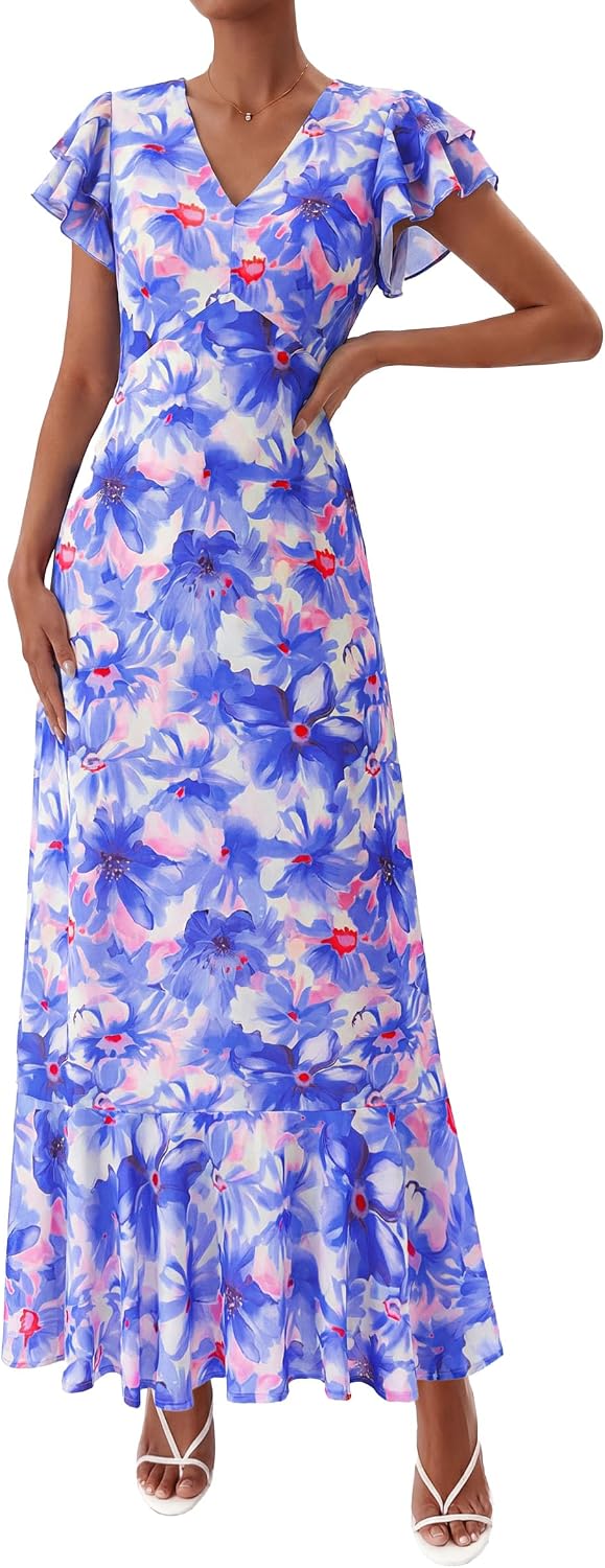 PRETTYGARDEN Womens Summer Boho Floral Maxi Dress