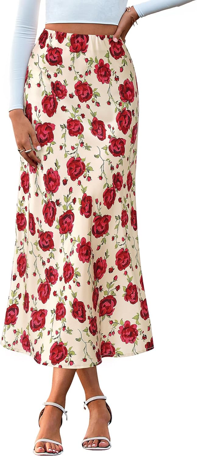 BTFBM Satin Skirts for Women Trendy 2026 Summer Fall