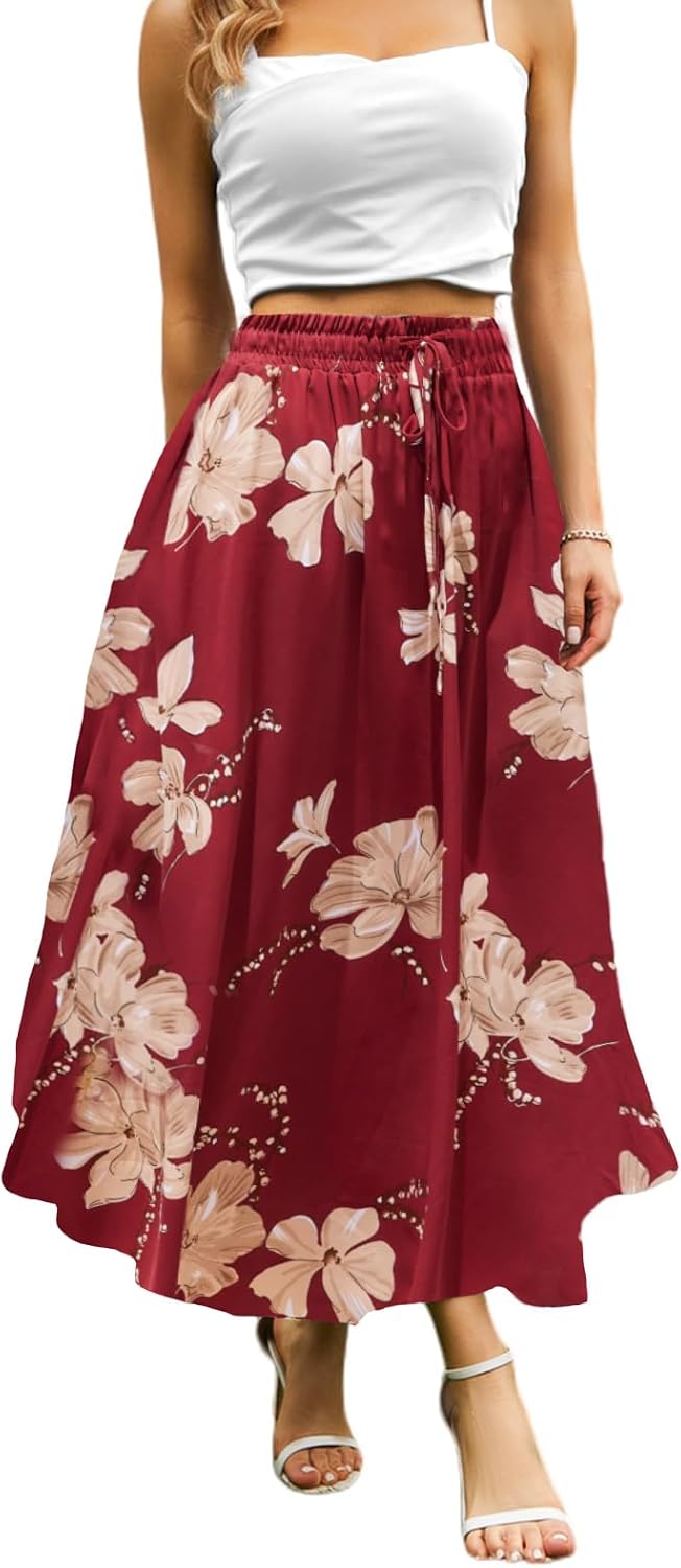 Maxi Skirts for Women with Pockets Long Midi Length