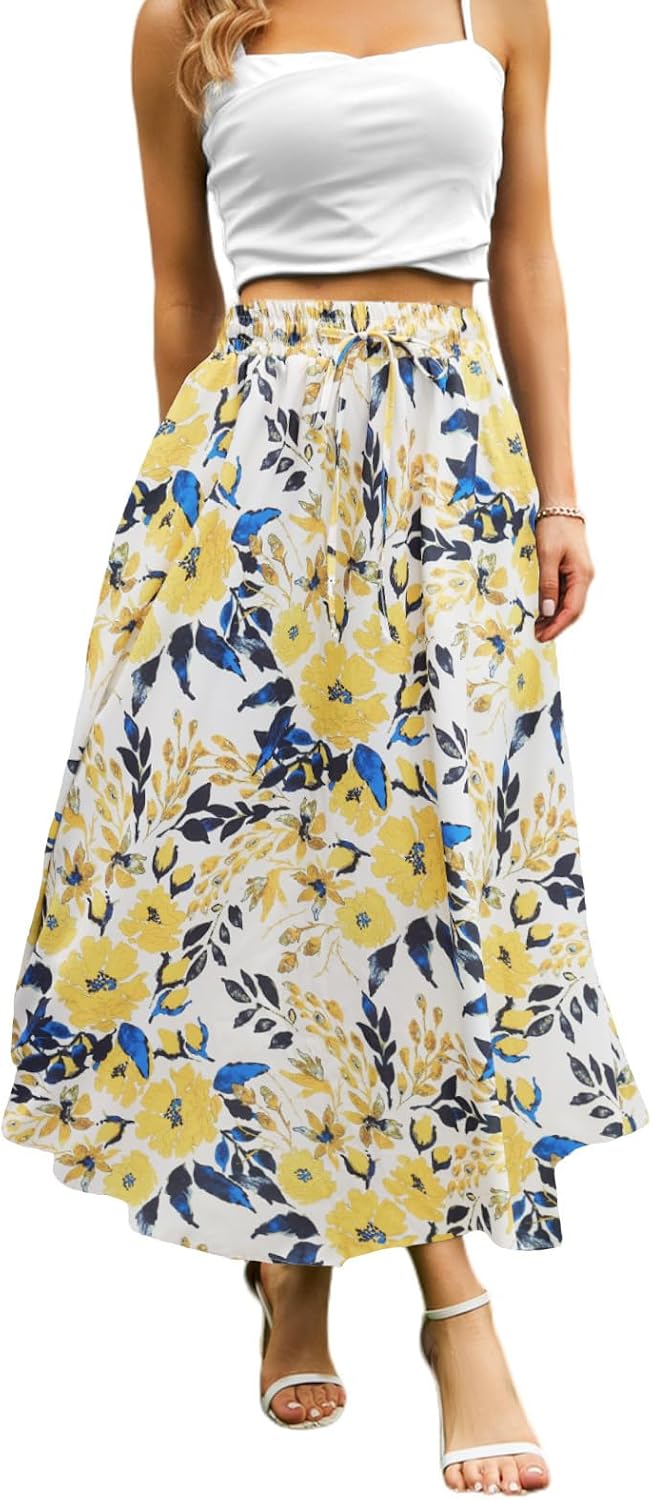 Maxi Skirts for Women with Pockets Long Midi Length