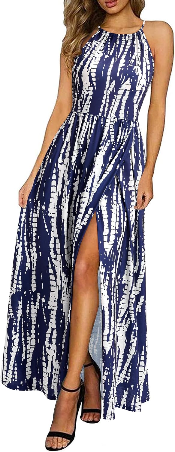 KILIG Women's Summer Floral Beach Flowy Split Maxi Long Dresses